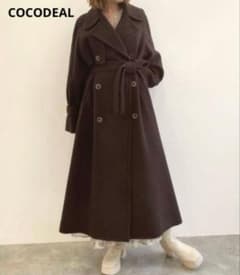 ココディール ウールコート ウールトレンチコート シルク混 ブラウン 