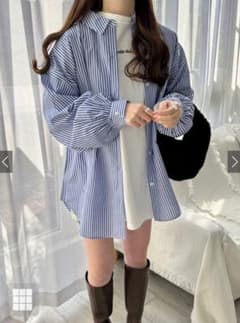 GRL グレイル ストライプ柄 長袖シャツ オーバーサイズ Fサイズのサムネイル