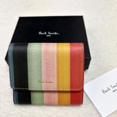 Paul Smith 폴 스미스 트라이 배 지갑 멀티 컬러 스트라이프 가죽