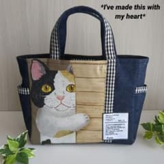 ミケ猫 かくれんぼ デニムトートバッグ Handmade - メルカリ