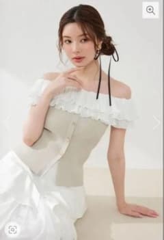 rienda プリーツレースオフショルノースリニットトップスのサムネイル