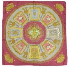 HERMES エルメス スカーフ カレ90 サーベル飾り袋 シルク 赤茶/レッド