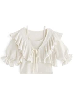 【GRL】キャミ付きラッフルショート丈ボレロ[nk09]のサムネイル