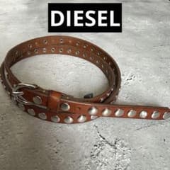 DIESEL ディーゼル レザー ベルト スタッズ ブラウン - メルカリ
