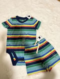 新品 baby GAP ボーダー ロンパース ショートパンツ 12-18ヶ月のサムネイル