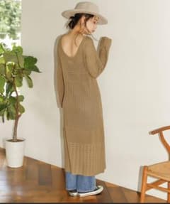 透かし編みニット　ワンピース　バックオープン　シースルーのサムネイル