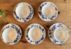 ジノリ ベッキオブルーフラワー ダブルハンドルスープカップアンド