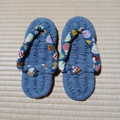 布ぞうり 室内履き　鼻緒 扇子プリント和柄 ２４cmのサムネイル