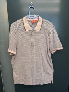 大幅値下げ！￼BOSS ストライプ ポロシャツ ベージュ/3500円で！のサムネイル