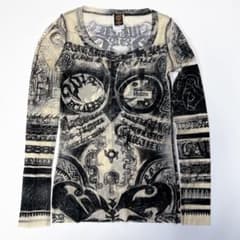 ジャンポールゴルチエ パワーネット セカンドスキン 薄手トップス 総柄