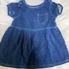 最終値下げ　超美品　一度のみ着用　無印　デニムワンピース　80cmのサムネイル