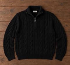 HERITAGE ハーフジップ ケーブルニット ブラックのサムネイル