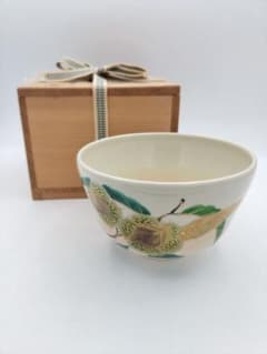 【セール】b801 【新品・未使用】茶碗 色絵 栗 小野山照雲 木箱 茶道具 セール】b801 【新品・未使用】茶碗 色絵 栗 小野山照雲 木箱
