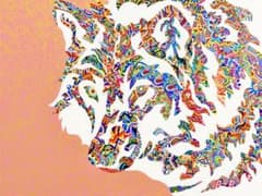 原画 狼 動物画 絵画 アクリル画 現代アート 細密画 手描き 一点物