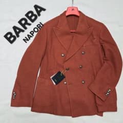 ♂新品・ダブルブレストジャケット【BARBA】50 赤茶 ニット素材 ウール 