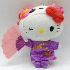 ハローキティぬいぐるみ マスコット チャイナドレス 扇子のサムネイル