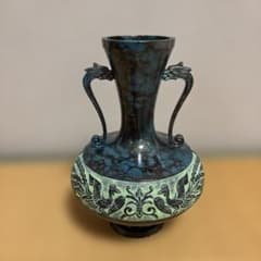 双耳花瓶 鳳凰文様 金属工芸のサムネイル