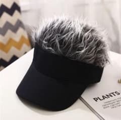 サンバイザー　ウィッグサンバイザー　グレー　メンズ　スポーツ　秋　冬　キャップ