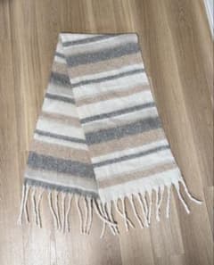 ボーダー柄 フリンジストール マフラー 45cm x 180 cmのサムネイル