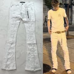 バラバサスvalabasas クラッシュスキニーフレアデニム ホワイト 新品30