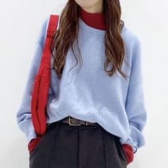 UNIQLO ユニクロ　スムースコットンクルーネックセーター　ブルー　M