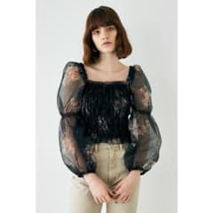 【美品】MOUSSY SHEER FLOWER ブラウス ブラック FREEのサムネイル