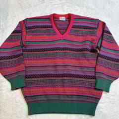 ニットセーター　厚手ニット　ボーダー柄