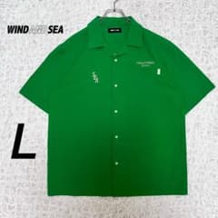 WIND AND SEA』 オープンカラーシャツ 刺繍ロゴ グリーン 【L】 - メルカリ