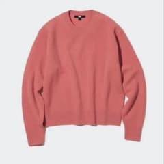 ユニクロUNIQLOプレミアムラムウール クルーネックセーター Lサイズ ピンクのサムネイル