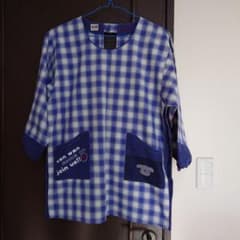水色チェック柄エプロンのサムネイル