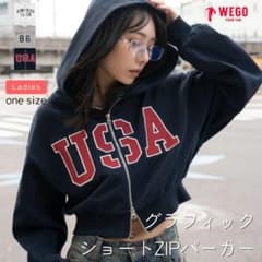2026春新作WEGO USA パーカー one size ネイビーのサムネイル