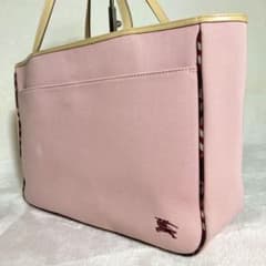 バーバリーブルーレーベル トートバッグ キャンバス ホースロゴ A4 ピンク バーバリーブルーレーベル トートバッグ キャンバス ホースロゴ A4