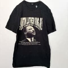 希少 キング牧師 Tシャツ 黒 S 偉人 グラフィック トップス ユニ