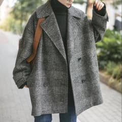 美品✨23aw Spick&Span Wスライバー　チェック ハーフコート　36 スピックアンドスパン wスライバーチェックハーフコート 36 新品未使用