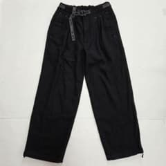 アンドワンダーリウール ツイード ワイドパンツ カシミヤ混 黒
