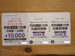かぐらスキー場　1日リフト引換券２回分　駐車場割引券おまけ付き かぐらスキー場 リフト券 1日券×2回分 - メルカリ