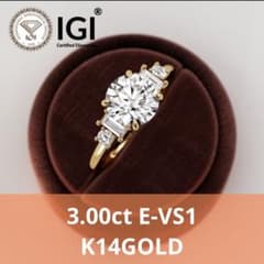 3.00ct E-VS1 ラウンドカットラボグロウンダイヤモンド婚約指輪 - メルカリ