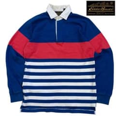 80〜90's黒タグ【エディーバウアー】ラガーシャツ　好配色