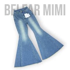 BELEAR MIMI ベリアミミ オーバーフレアストレッチ デニム ブルー S