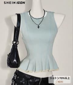 SHEIN ICON デニム ペプラム トップスのサムネイル