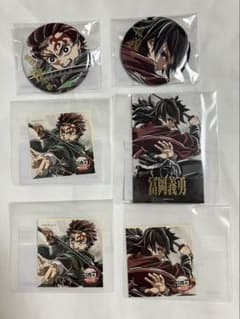 鬼滅の刃 炭治郎 義勇 C107 缶バッジ チェキ風 ステッカー 6点セット