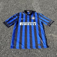 美品】インテル ゲームシャツ ユニフォーム 襟付き レプリカ 青 黒