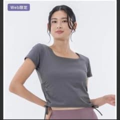 【SUKALA】カップ付きルーシュドサイドTee(M/チャコール)のサムネイル