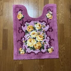 トイレマット ピンク 黄色い薔薇柄のサムネイル