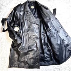 80s 日本製 牛革 レザートレンチコート 黒 LL オーバーサイズ 菅田将暉 80s 日本製 牛革 レザートレンチコート 黒 LL オーバーサイズ 菅田将暉