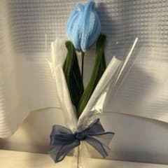 モールフラワー チューリップ 水色 ハンドメイド ブーケ - 3