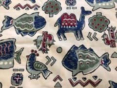 ✴︎お魚、ニワトリなどのプリント柄のコットン生地✴︎(4m)のサムネイル