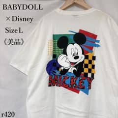 [미품] BABYDOLL × Disney 미트키 마우스 반팔 T 셔츠 화이트 L