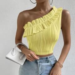SHEIN ワンショルダー　イエロー　トップスのサムネイル