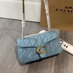 m*k様 COACH 水色 キルティング ショルダーバッグ - メルカリ